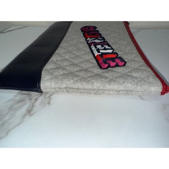 Chanel Gabrielle Felt & Leather Clutch in Grey/Red/Black - Picture 6 of 8